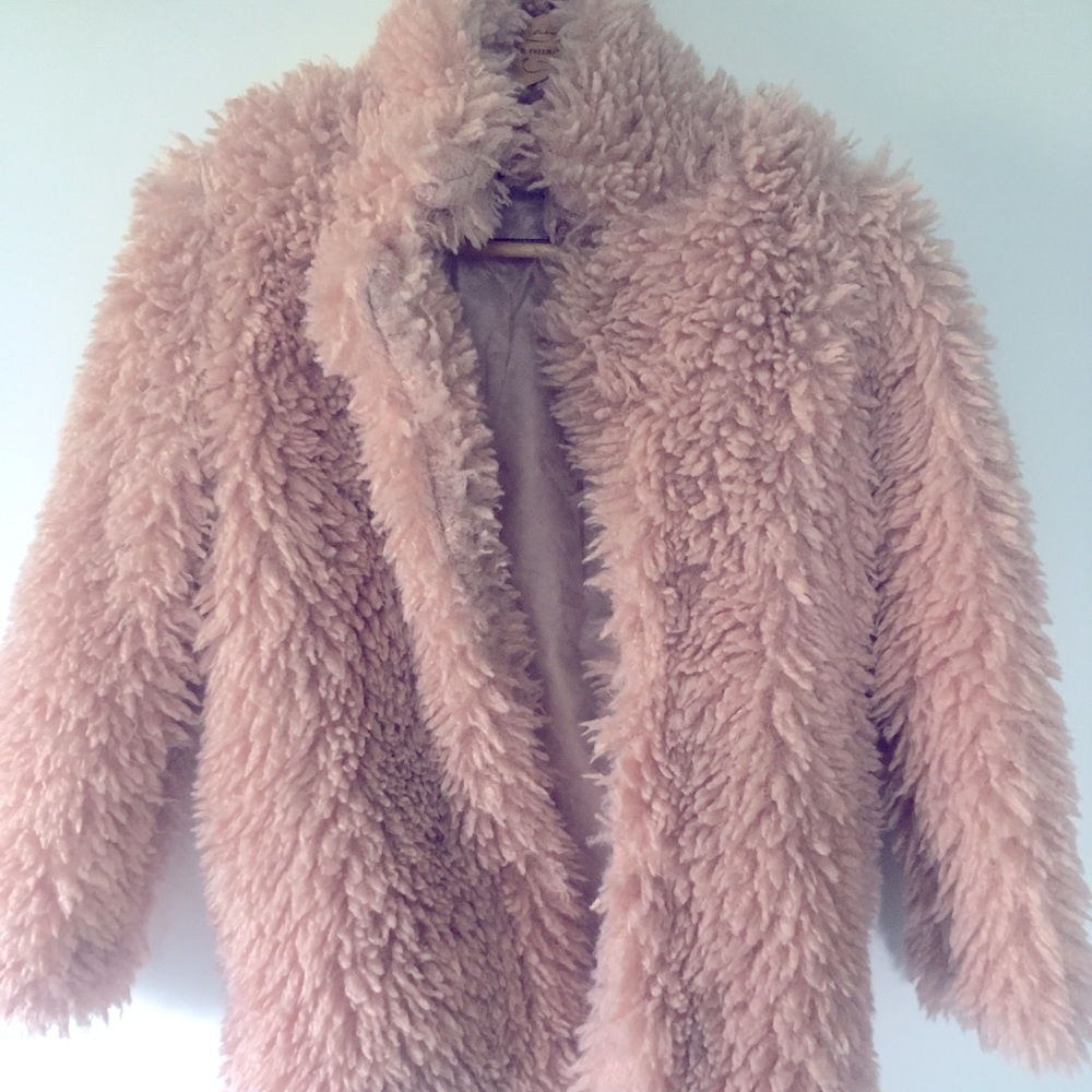 Baby pink faux fur jacket size small
